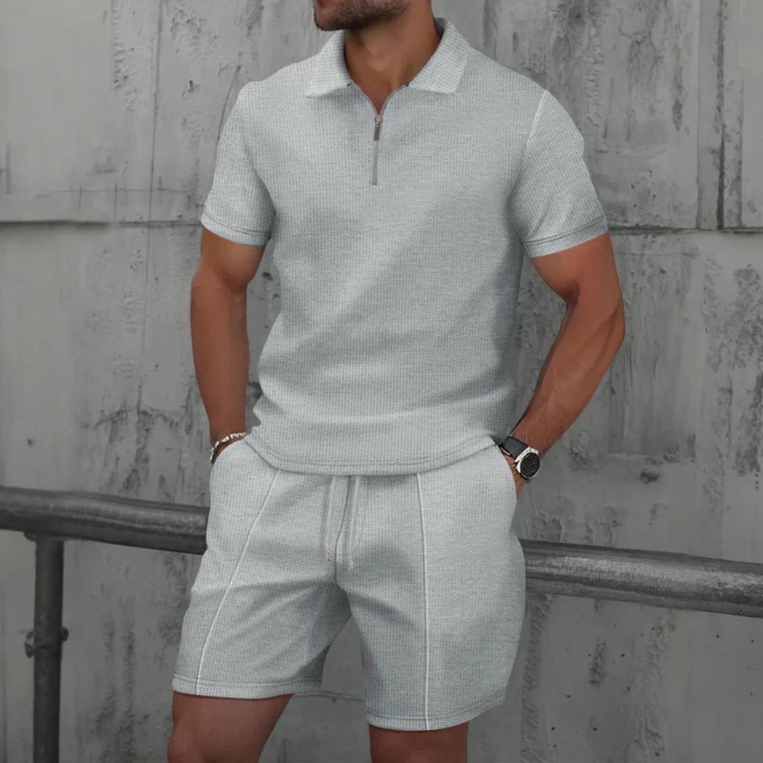 Riviera Men's Summer Polo & Shorts Co-Ord Set | Cotton Casual Two-Piece Set for Men