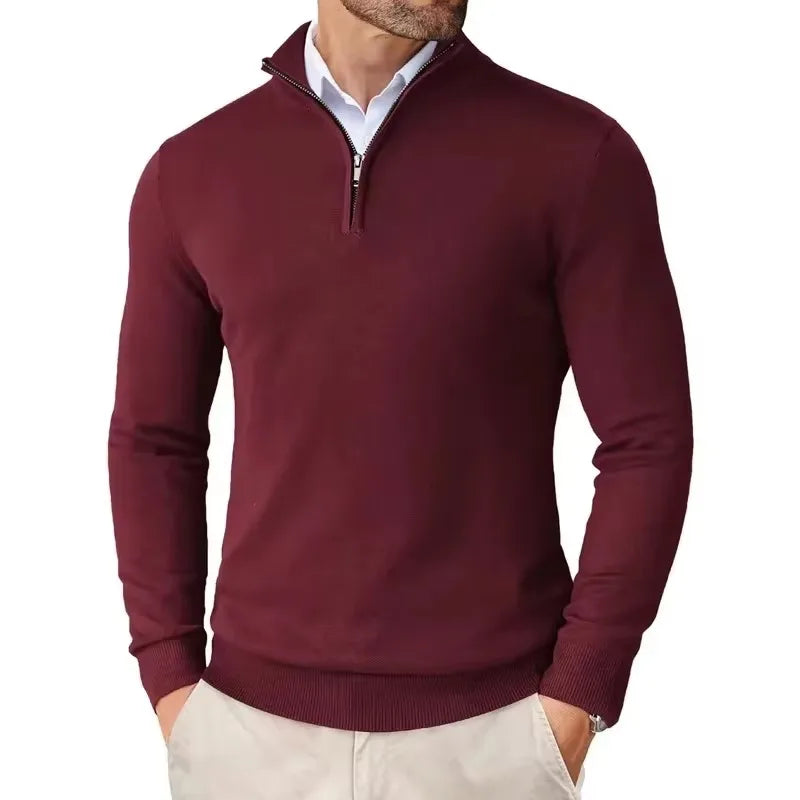 Men’s Slim Fit Quarter Zip Jumper – Warm Knit Sweater