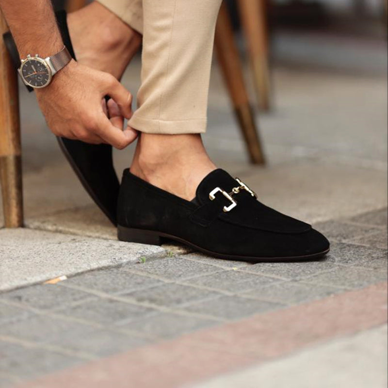Men's Suede Loafers with Horsebit Detail | Premium Slip-On Dress Shoes for Men | Smart Casual Footwear