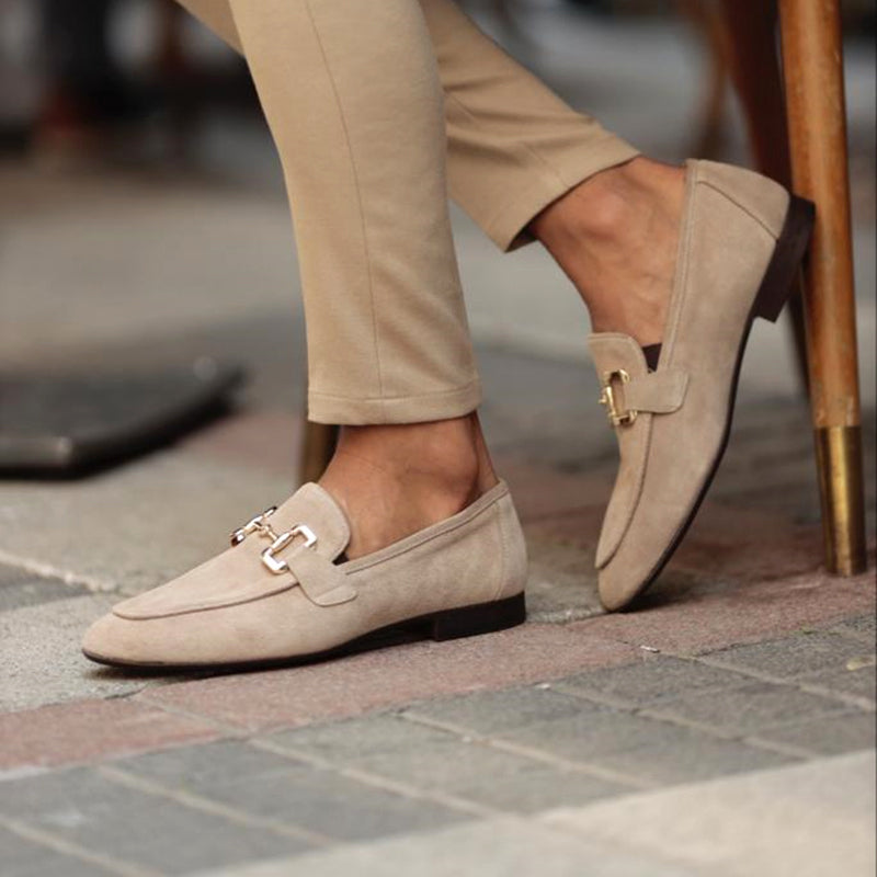 Men's Suede Loafers with Horsebit Detail | Premium Slip-On Dress Shoes for Men | Smart Casual Footwear