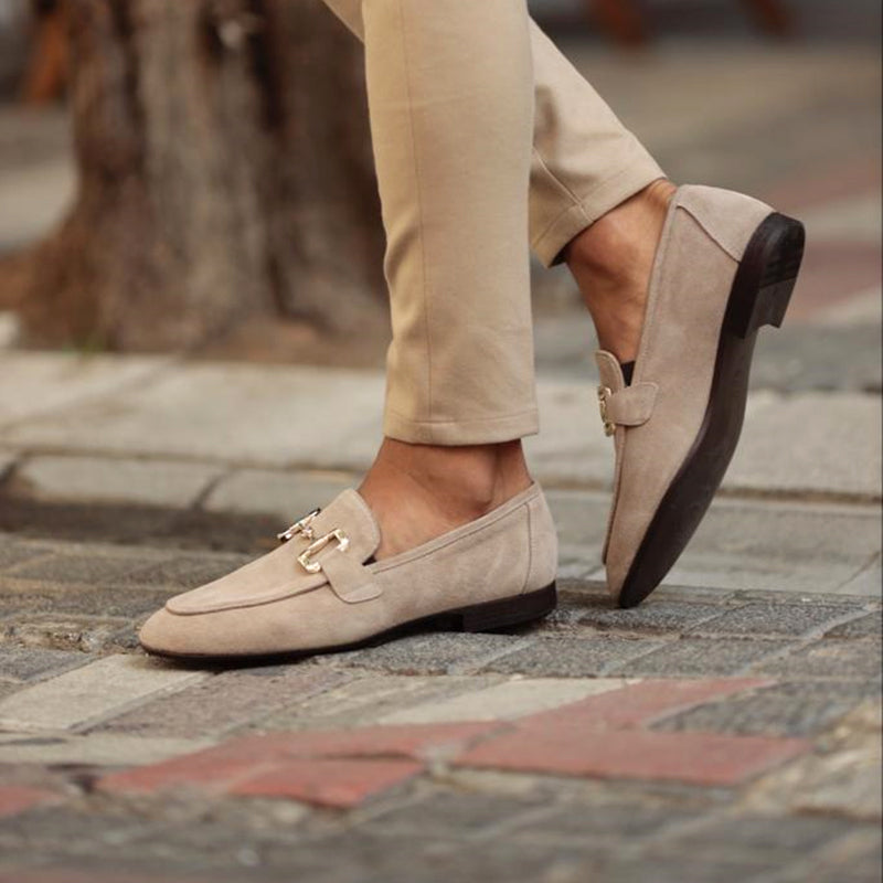 Men's Suede Loafers with Horsebit Detail | Premium Slip-On Dress Shoes for Men | Smart Casual Footwear