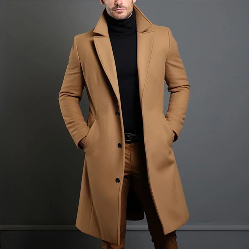 Men's Classic Tailored Overcoat | Wool Blend Smart Winter Coat for Men | Timeless Elegant Outerwear