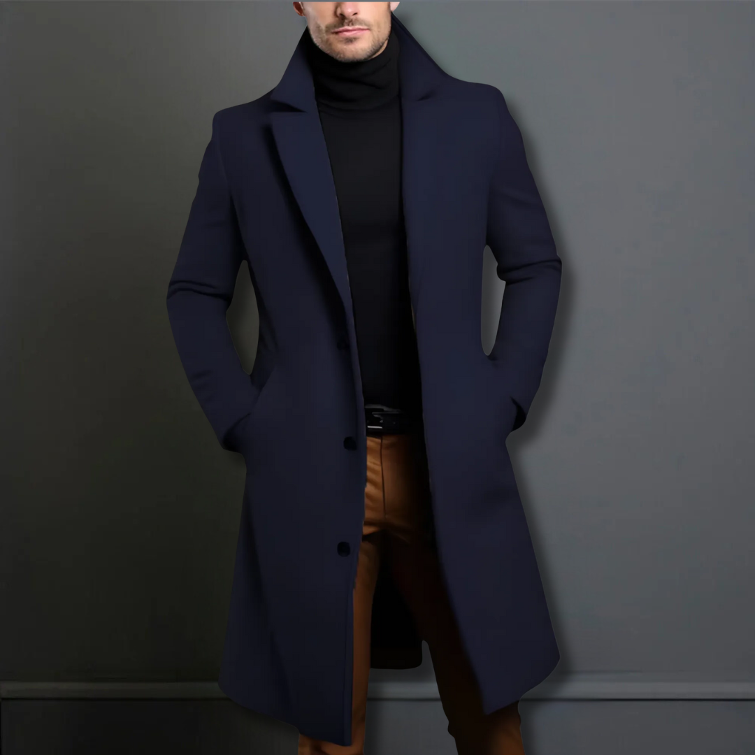 Men's Classic Tailored Overcoat | Wool Blend Smart Winter Coat for Men | Timeless Elegant Outerwear