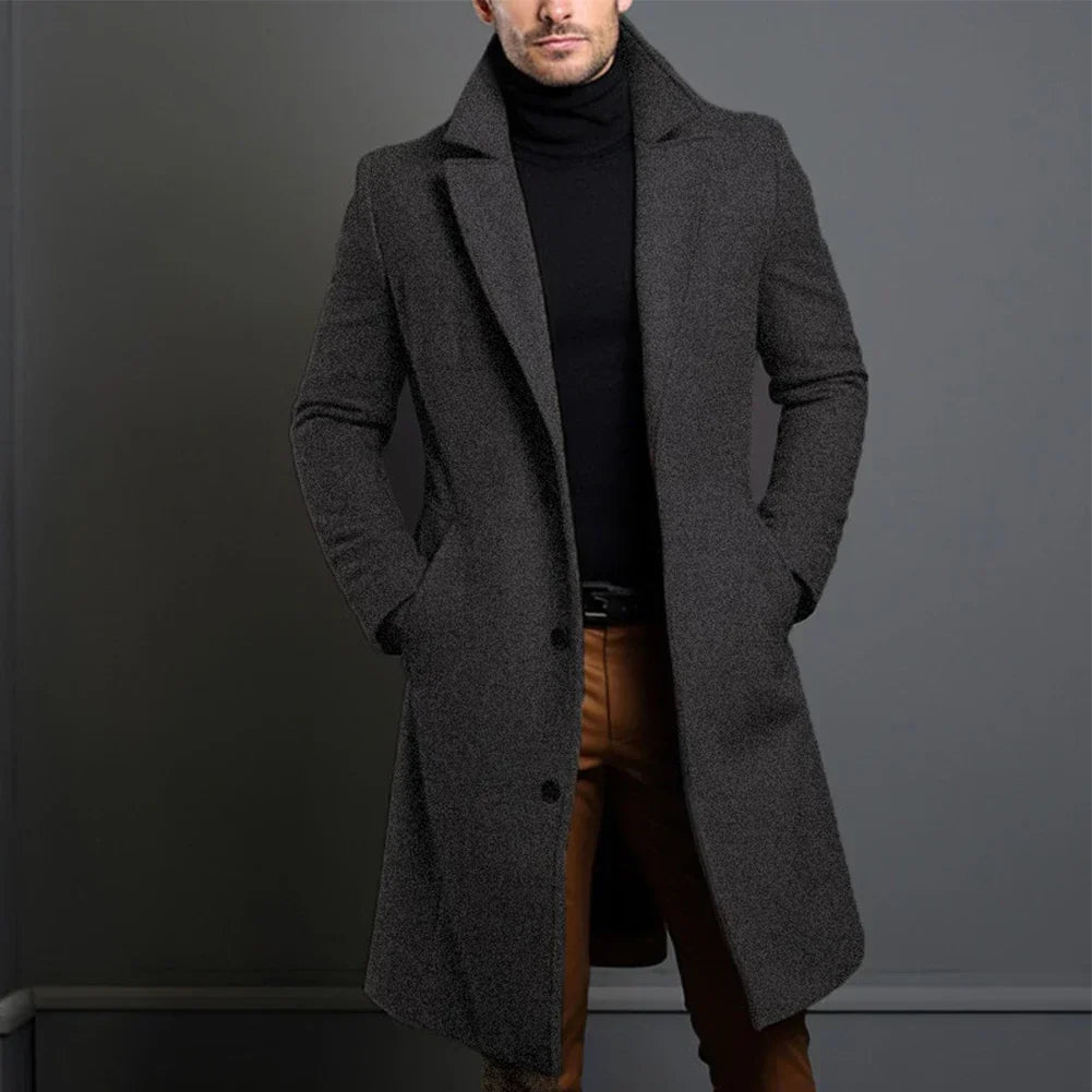 Men's Classic Tailored Overcoat | Wool Blend Smart Winter Coat for Men | Timeless Elegant Outerwear