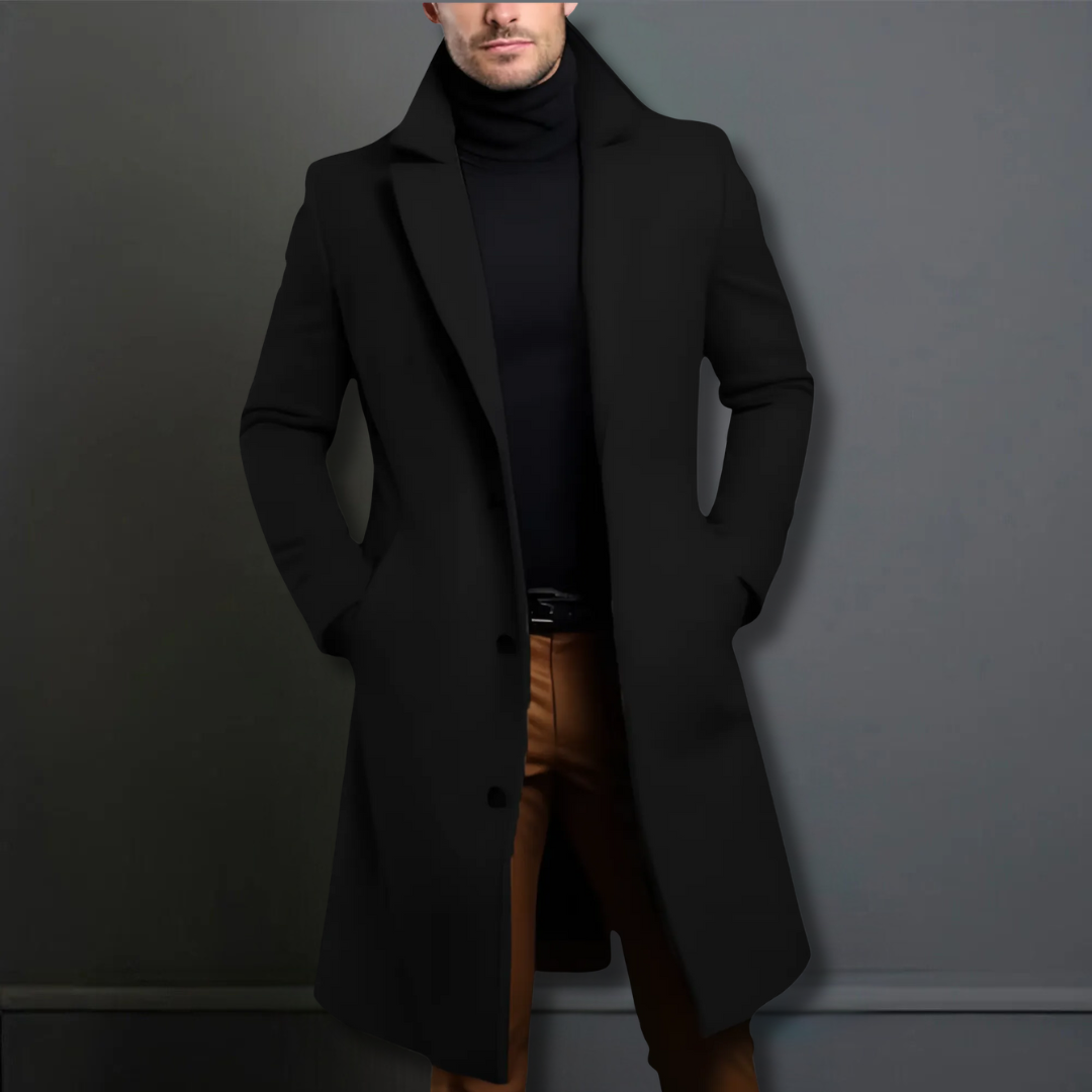 Men's Classic Tailored Overcoat | Wool Blend Smart Winter Coat for Men | Timeless Elegant Outerwear