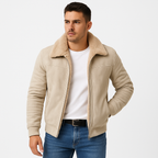 Maëlric Men's Winter Bomber Jacket with Faux Fur Collar | Mid-Length Zip-Up Coat for Men