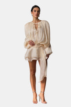 Miora Women's Pleated Mini Dress | Bishop Sleeve Party Dress | Going Out & Occasion Wear