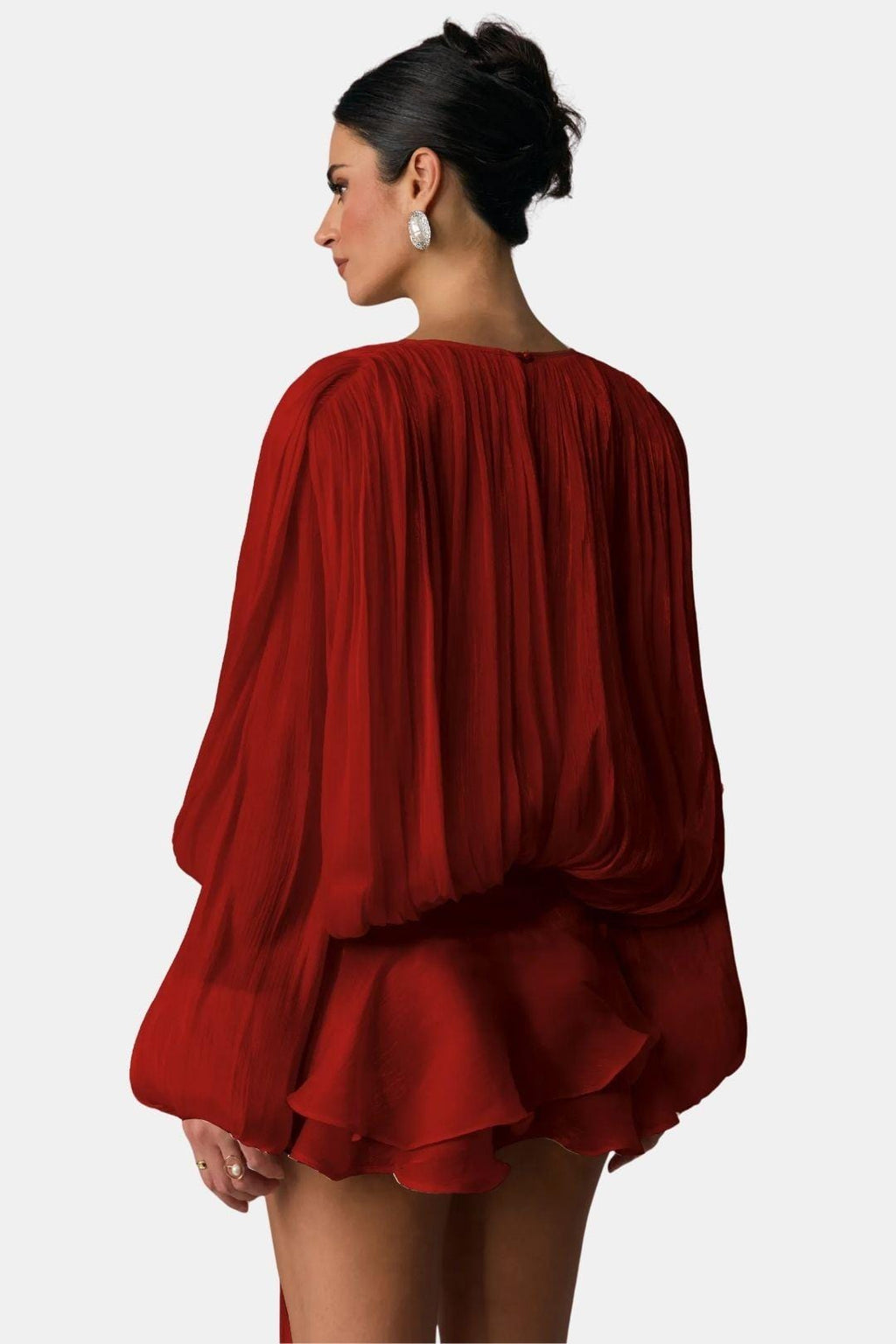 Miora Women's Pleated Mini Dress | Bishop Sleeve Party Dress | Going Out & Occasion Wear
