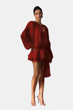 Miora Women's Pleated Mini Dress | Bishop Sleeve Party Dress | Going Out & Occasion Wear