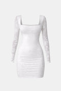 Miranda Women's Lace Mini Dress | Square Neck Long Sleeve Going Out Dress | Party & Occasion Wear