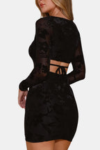 Miranda Women's Lace Mini Dress | Square Neck Long Sleeve Going Out Dress | Party & Occasion Wear