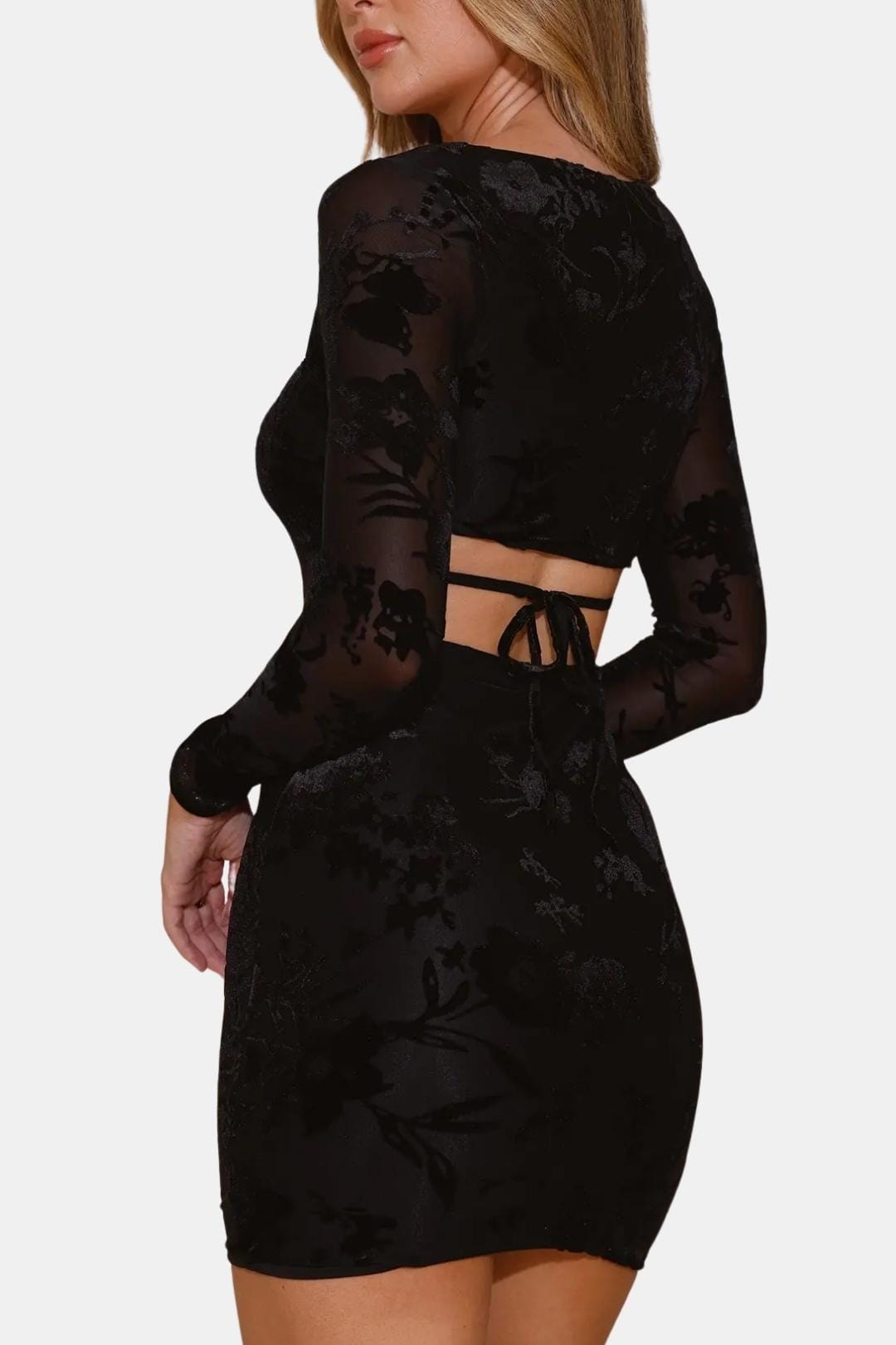 Miranda Women's Lace Mini Dress | Square Neck Long Sleeve Going Out Dress | Party & Occasion Wear