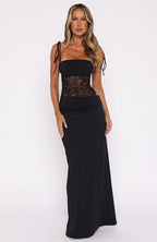 Mirella Women's Lace Panel Bodycon Maxi Dress | Corset Going Out Occasion Dress | Evening & Casual