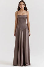 Gabriella Women's Satin Bodycon Maxi Dress | Fitted Silhouette | Evening & Smart Casual