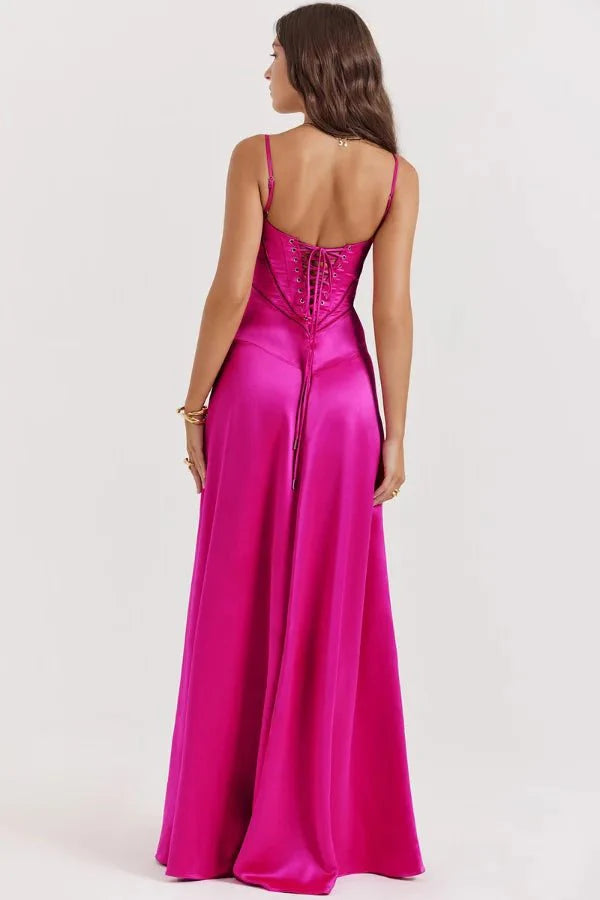 Gabriella Women's Satin Bodycon Maxi Dress | Fitted Silhouette | Evening & Smart Casual