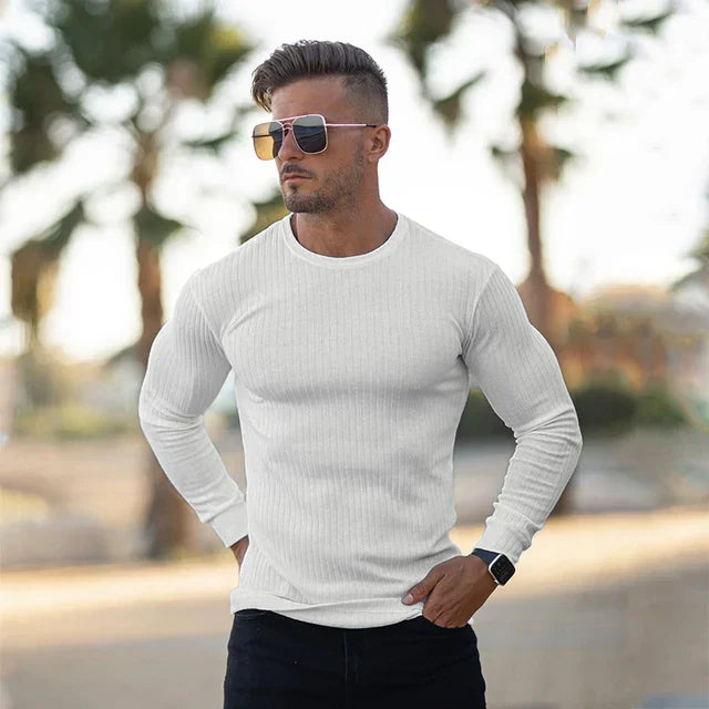 Donatello Men's Luxury Cashmere Blend Slim Fit Crew Neck Sweater | Soft Premium Elegant Smart Casual Everyday Winter Knitwear