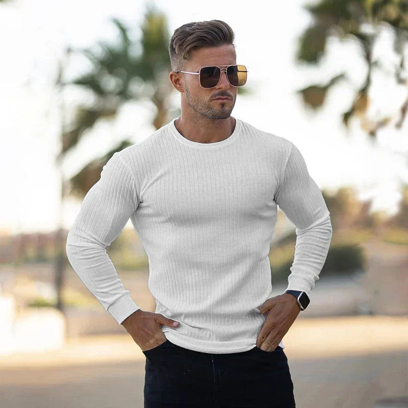 Donatello Men's Luxury Cashmere Blend Slim Fit Crew Neck Sweater | Soft Premium Elegant Smart Casual Everyday Winter Knitwear