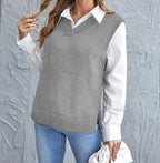 Vienne Women's Elegant Wool Blend V-Neck Knitted Vest | Classic Sleeveless Jumper for Women