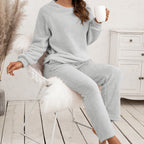 Ember Women's Cosy Fleece Pyjama Set | Long Sleeve Top & Comfortable Trousers