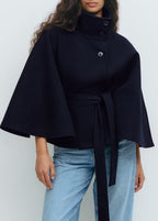 Odette Women's Crossover Wool Blend Jacket | High Collar Wide Sleeve Casual Jacket for Women