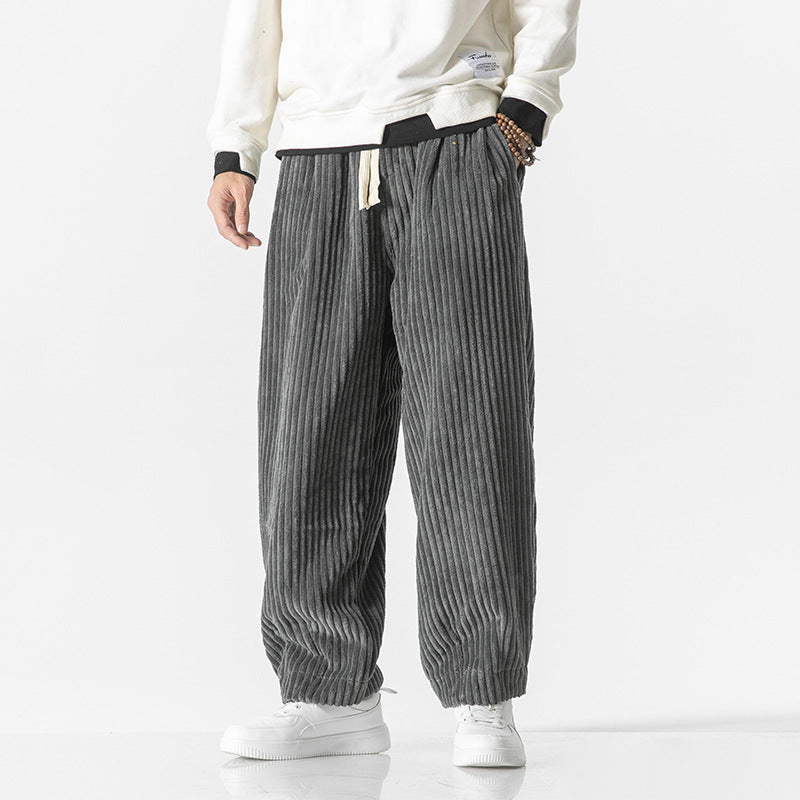 Masaaki Men's Relaxed Wide-Leg Corduroy Trousers | Comfortable Casual Cord Pants for Men