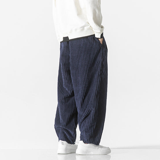 Masaaki Men's Relaxed Wide-Leg Corduroy Trousers | Comfortable Casual Cord Pants for Men