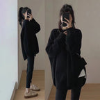 Ottoline Women's Oversized Mid-Length Crew Neck Sweater | Warm Cotton Knit Slouchy Jumper for Women