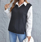 Vienne Women's Elegant Wool Blend V-Neck Knitted Vest | Classic Sleeveless Jumper for Women