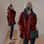 Ottoline Women's Oversized Mid-Length Crew Neck Sweater | Warm Cotton Knit Slouchy Jumper for Women
