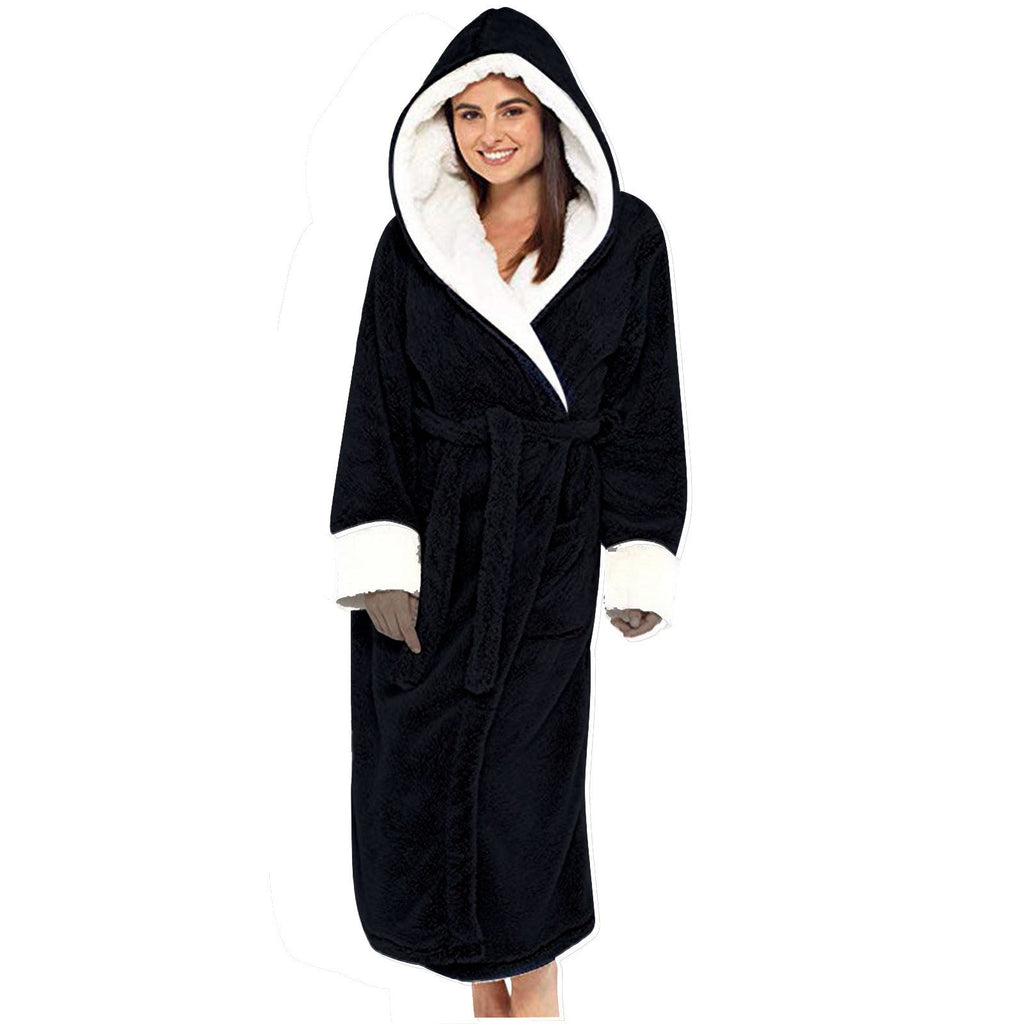 Celeste Women's Cosy Fleece Robe with Hood & Belt | Soft Hooded Maxi Dressing Gown for Women