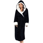 Celeste Women's Cosy Fleece Robe with Hood & Belt | Soft Hooded Maxi Dressing Gown for Women