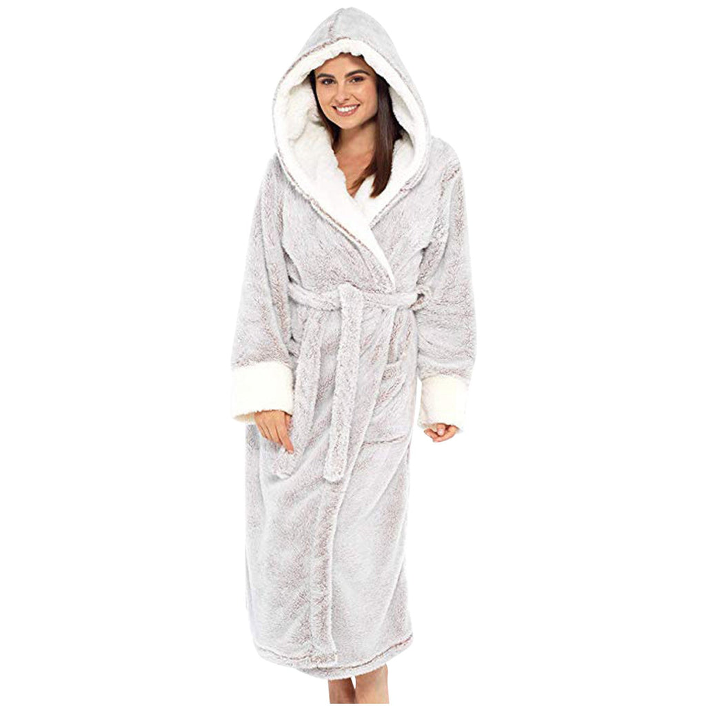 Celeste Women's Cosy Fleece Robe with Hood & Belt | Soft Hooded Maxi Dressing Gown for Women