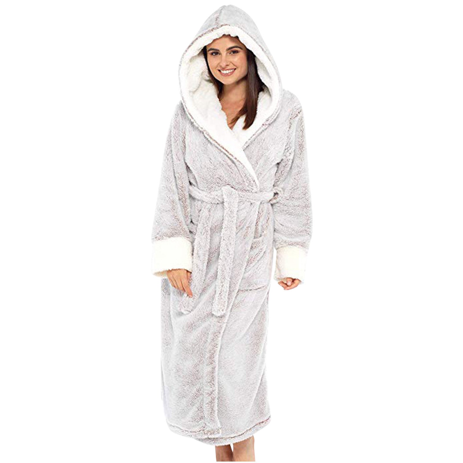 Celeste Women's Cosy Fleece Robe with Hood & Belt | Soft Hooded Maxi Dressing Gown for Women