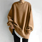 Sable Women's Oversized Black Cotton Knit Sweater | Casual Long Sleeve Crew Neck Pullover for Women