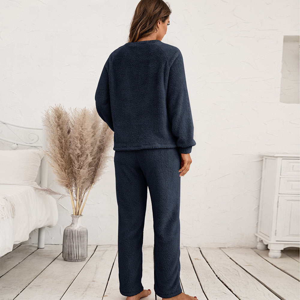 Ember Women's Cosy Fleece Pyjama Set | Long Sleeve Top & Comfortable Trousers