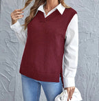Vienne Women's Elegant Wool Blend V-Neck Knitted Vest | Classic Sleeveless Jumper for Women