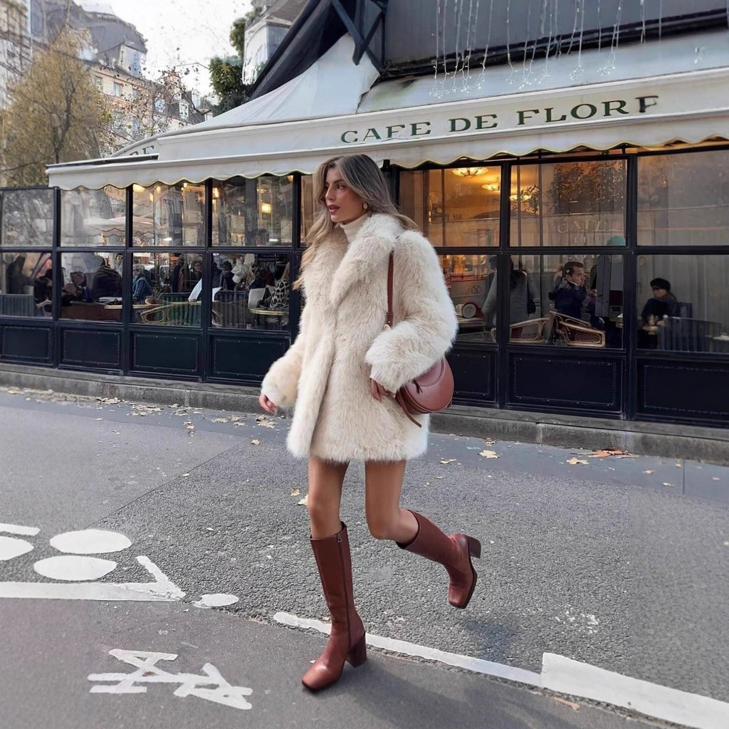 Vivienne Women's Luxury Cropped Faux Fur Jacket | Elegant Soft Fluffy Jacket for Women | Chic Statement Winter Outerwear