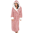 Celeste Women's Cosy Fleece Robe with Hood & Belt | Soft Hooded Maxi Dressing Gown for Women