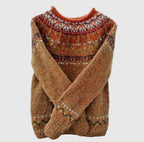 Reykja Women's Vintage Icelandic Knit Wool Blend Sweater | Premium Comfort Fair Isle Crew Neck Jumper for Women | Chic Heritage Pattern
