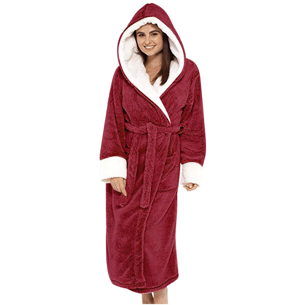 Celeste Women's Cosy Fleece Robe with Hood & Belt | Soft Hooded Maxi Dressing Gown for Women