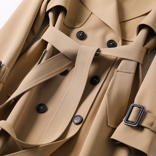 Women’s Long Double-Breasted Belted Trench Coat
