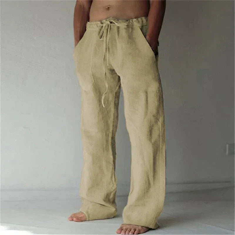 Men's Baggy Linen Blend Summer Trousers | Wide Leg Relaxed Fit Casual Pants for Men | Holiday & Everyday Wear
