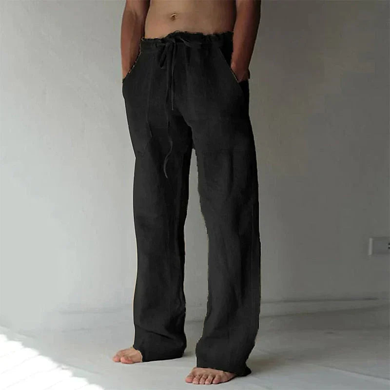 Men's Baggy Linen Blend Summer Trousers | Wide Leg Relaxed Fit Casual Pants for Men | Holiday & Everyday Wear