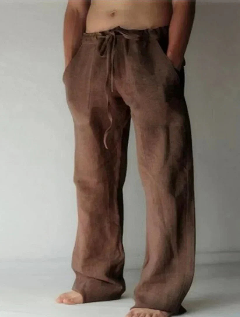 Men's Baggy Linen Blend Summer Trousers | Wide Leg Relaxed Fit Casual Pants for Men | Holiday & Everyday Wear
