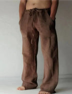Men's Baggy Linen Blend Summer Trousers | Wide Leg Relaxed Fit Casual Pants for Men | Holiday & Everyday Wear