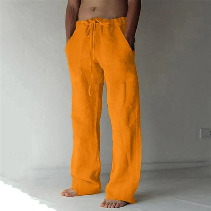Men's Baggy Linen Blend Summer Trousers | Wide Leg Relaxed Fit Casual Pants for Men | Holiday & Everyday Wear