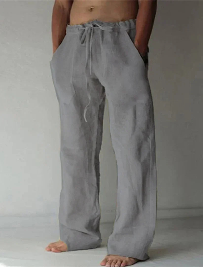 Men's Baggy Linen Blend Summer Trousers | Wide Leg Relaxed Fit Casual Pants for Men | Holiday & Everyday Wear