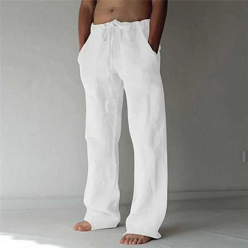 Men's Baggy Linen Blend Summer Trousers | Wide Leg Relaxed Fit Casual Pants for Men | Holiday & Everyday Wear