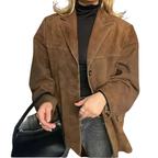 Hannah Women's Brown Suede Jacket | Classic Winter Suede Jacket for Women | Timeless Smart Casual Outerwear