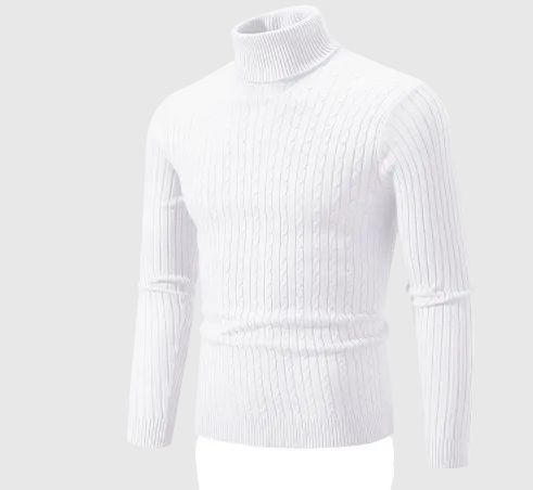 Leandro Men's Merino Wool Turtleneck Sweater | Warm Relaxed Fit Roll Neck for Men | Stylish Comfortable Knitwear